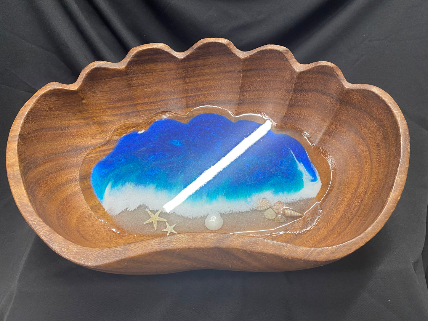 Large Wavy Edged Wooden Bowl