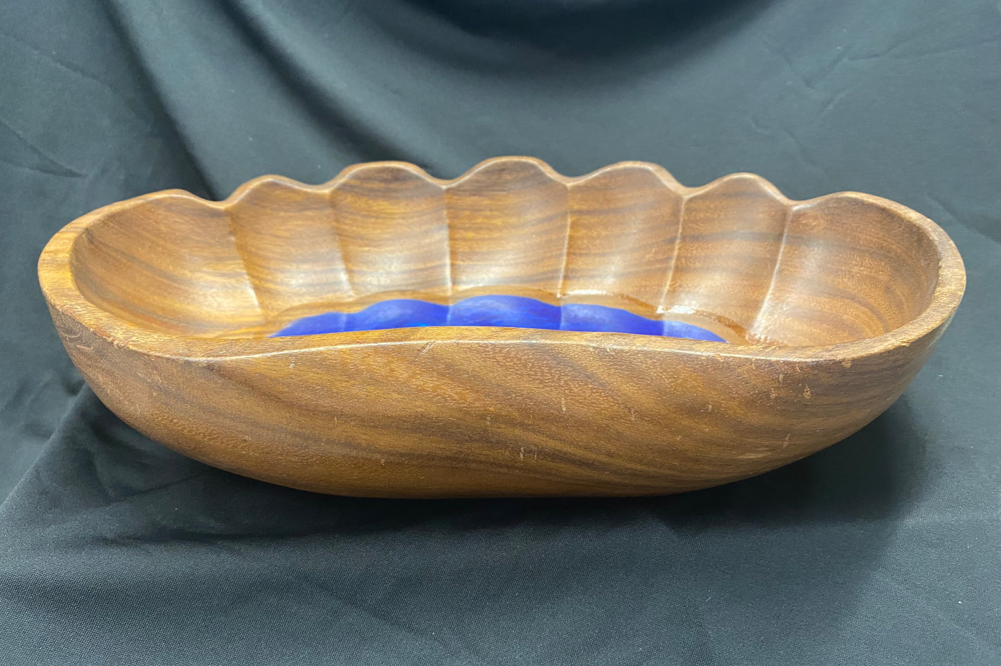 Large Wavy Edged Wooden Bowl