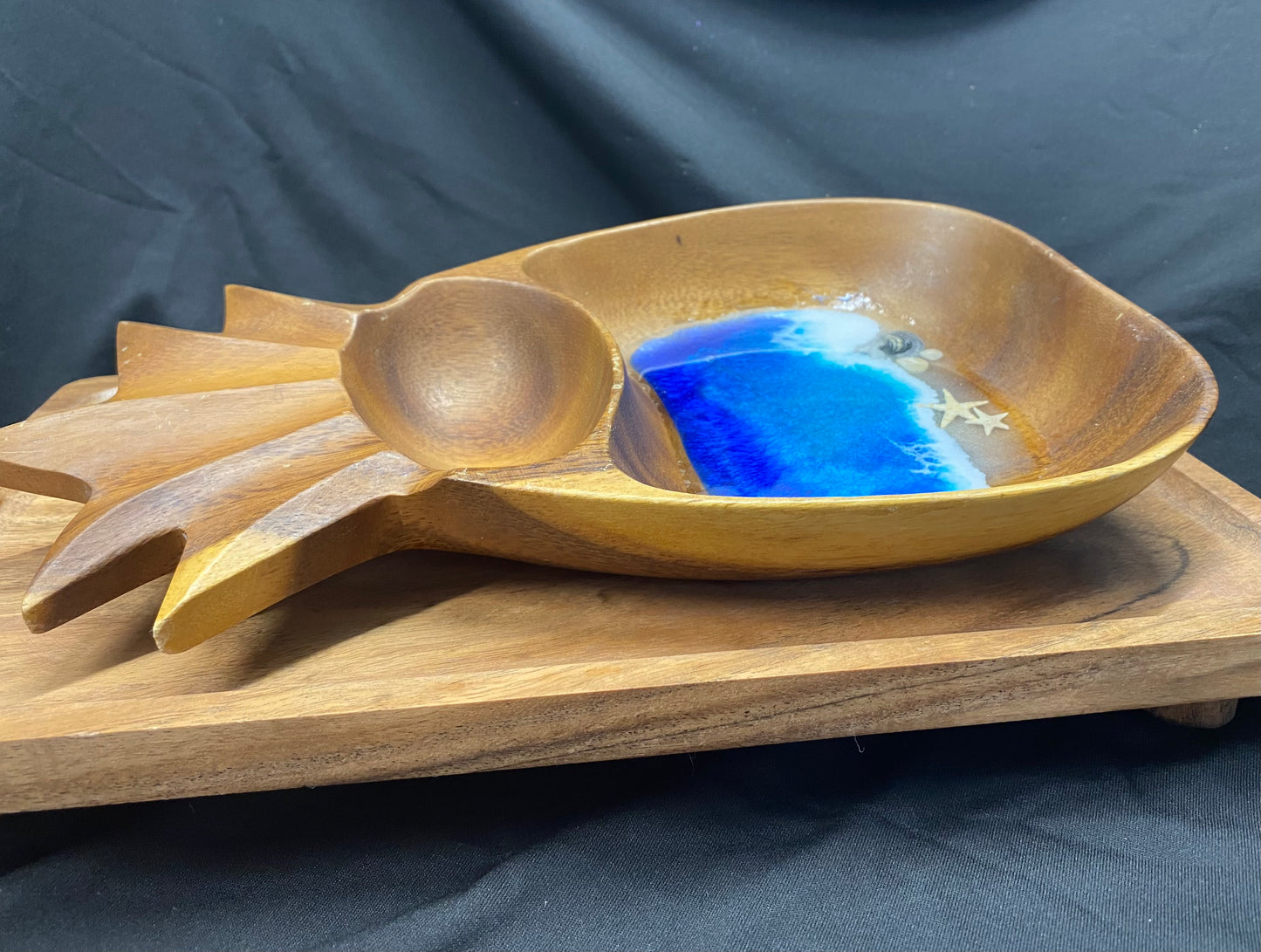 Large Wooden Pineapple Shaped Trinket Bowl