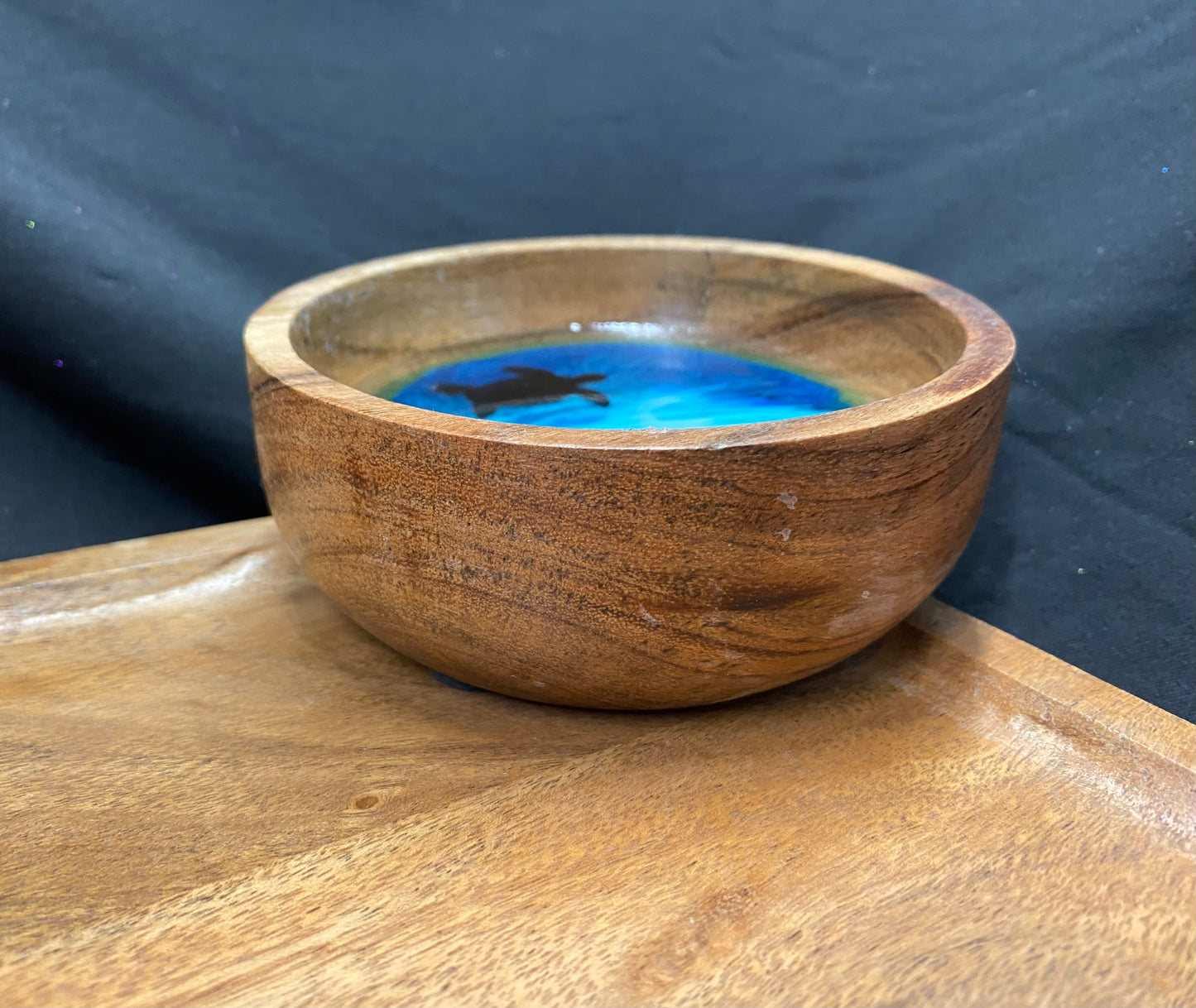 Sea Turtle Round Wooden Trinket Bowl