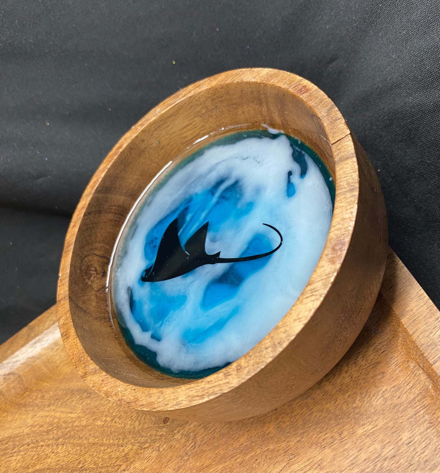 Ocean Stingray Wooden Trinket Bowl