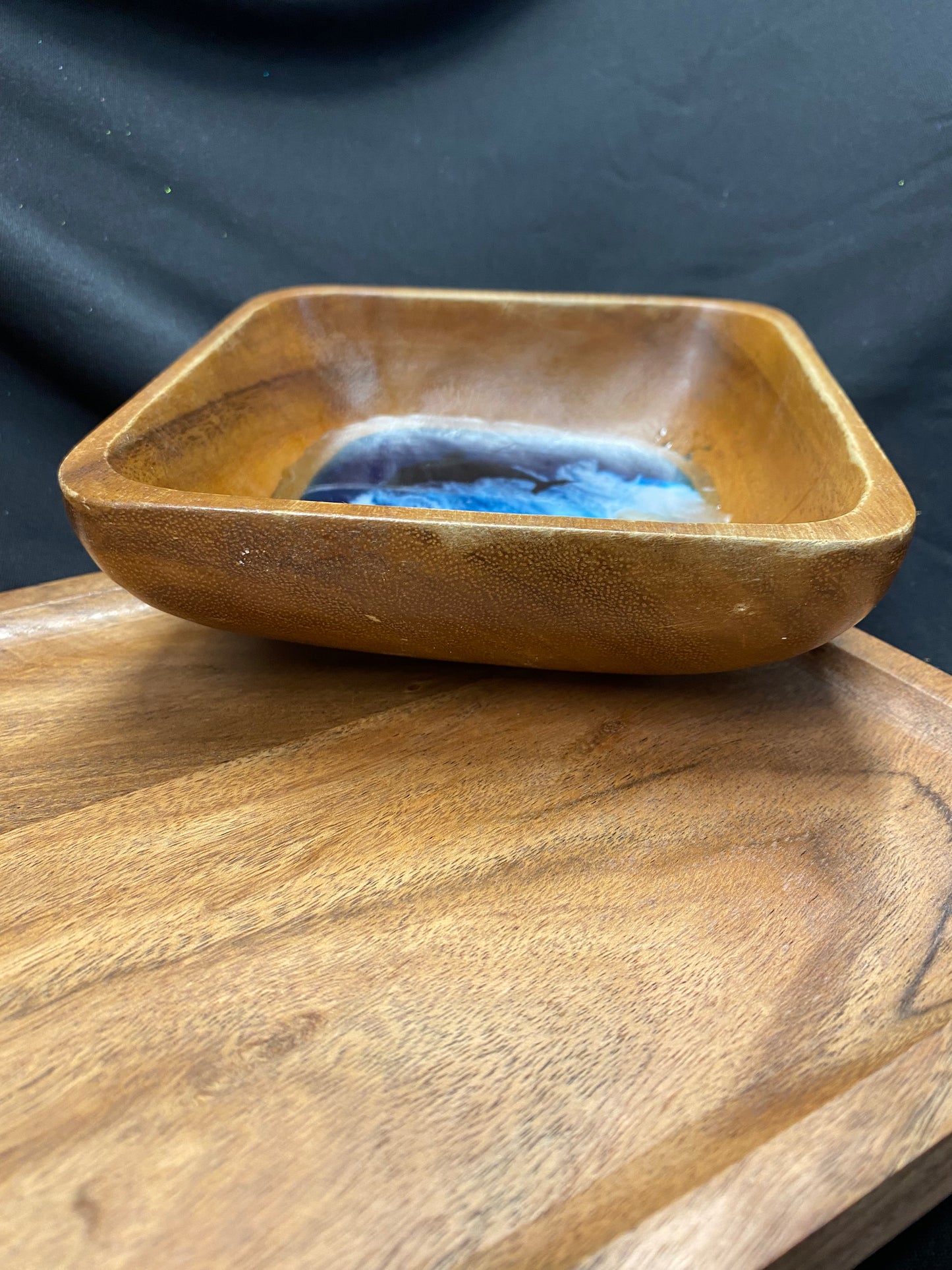 Ocean Dolphin Square Wooden Trinket Bowl
