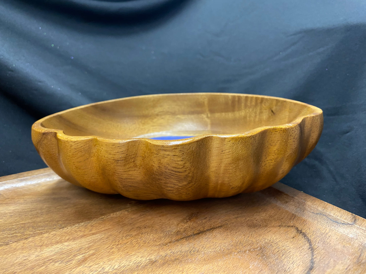 Ocean Wavy Edged Wooden Trinket Bowl