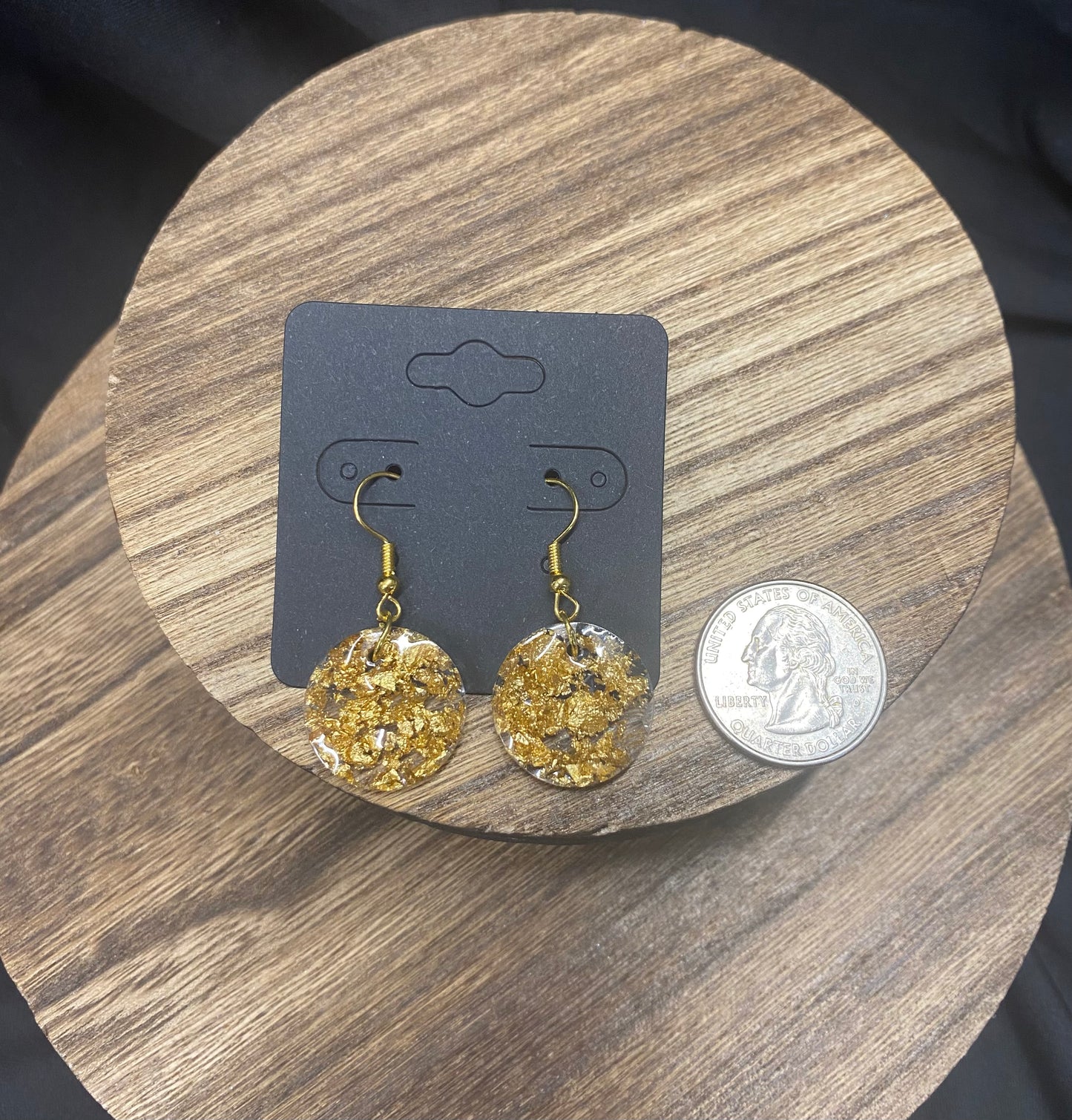 Gold Flake Round Earrings