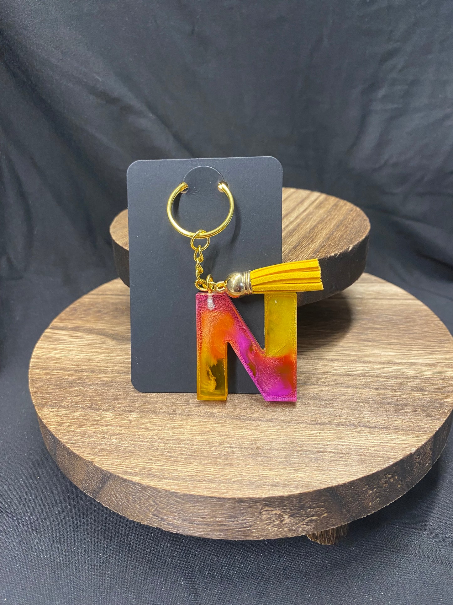 Letter N Petri Art Keychain