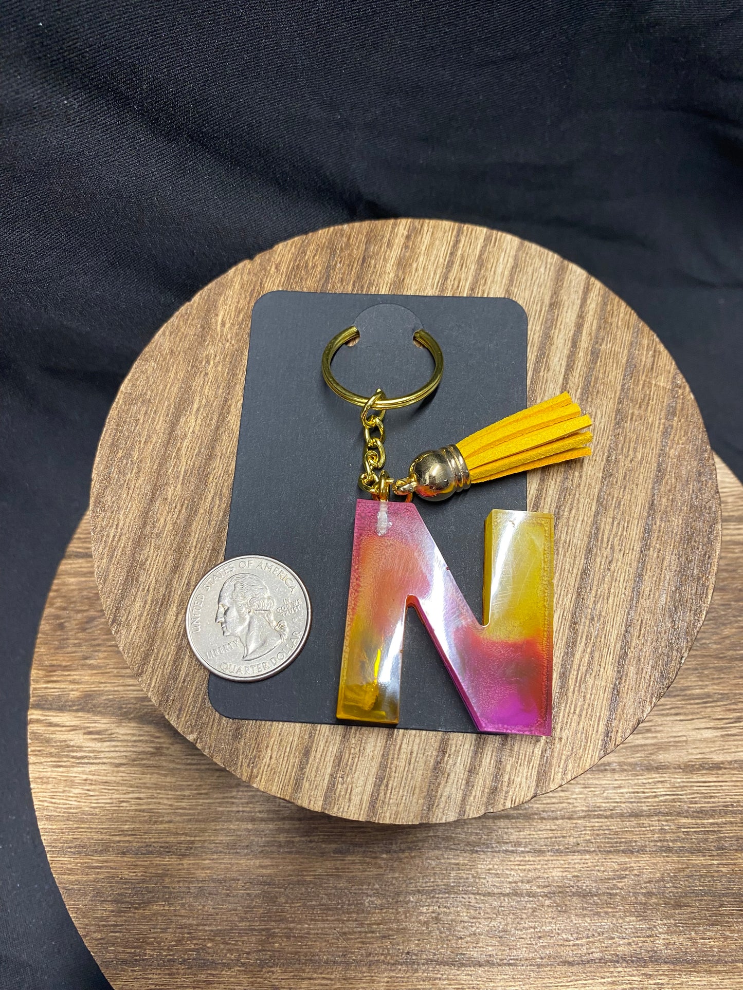 Letter N Petri Art Keychain