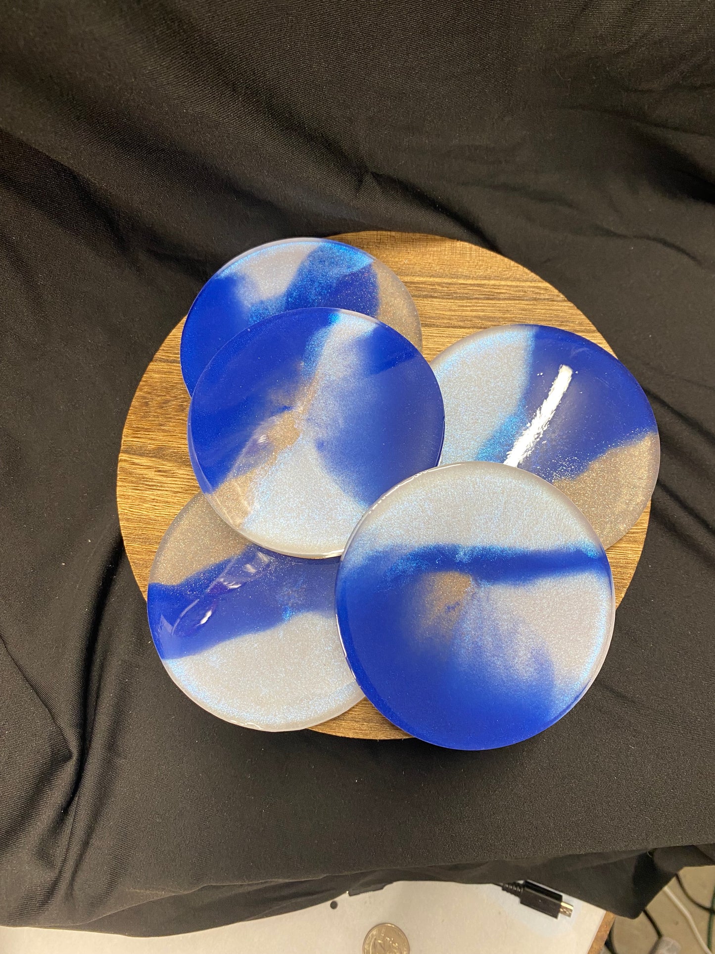 Blue & White Resin Coasters