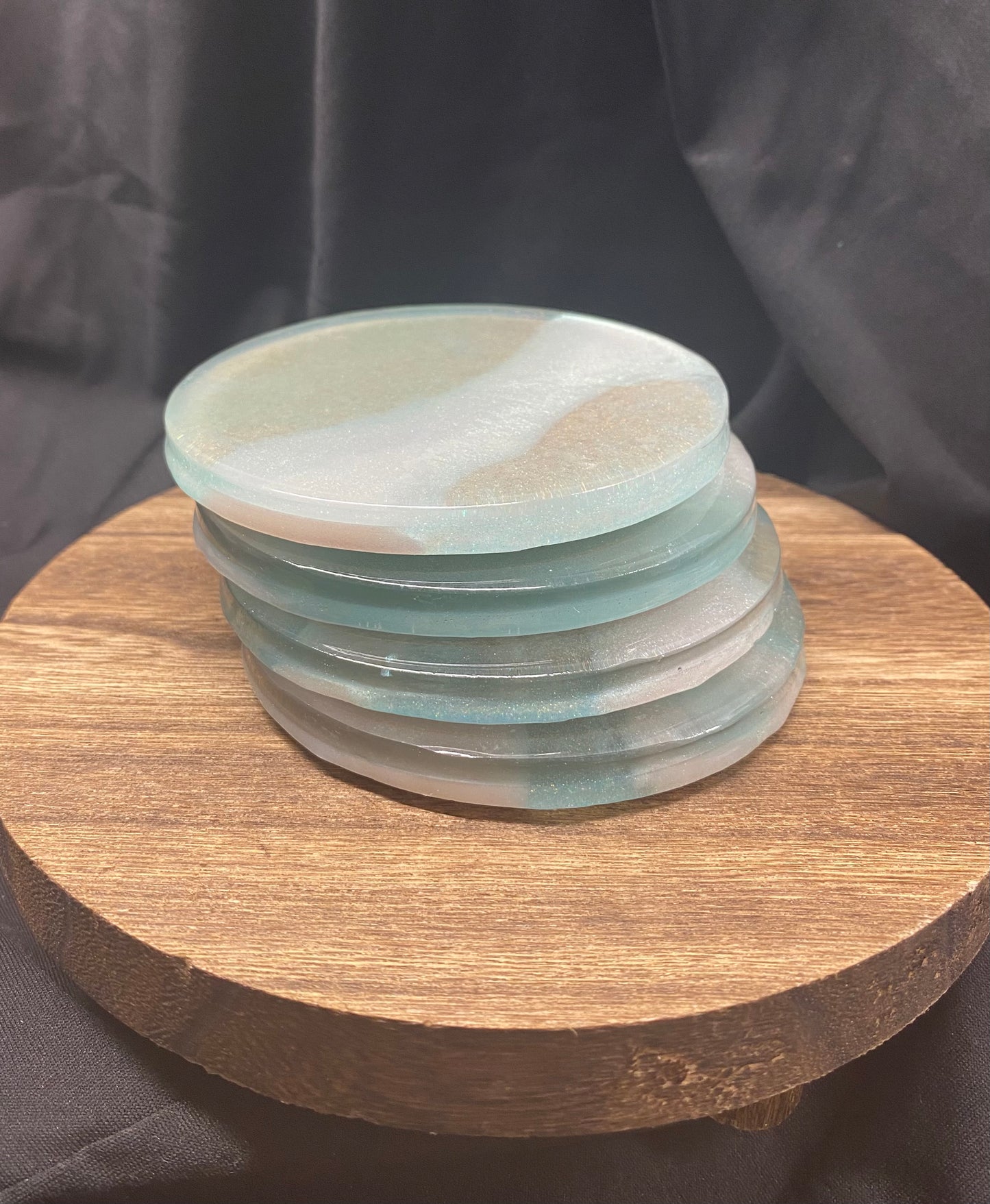 Clearly Green Resin Coaster Set
