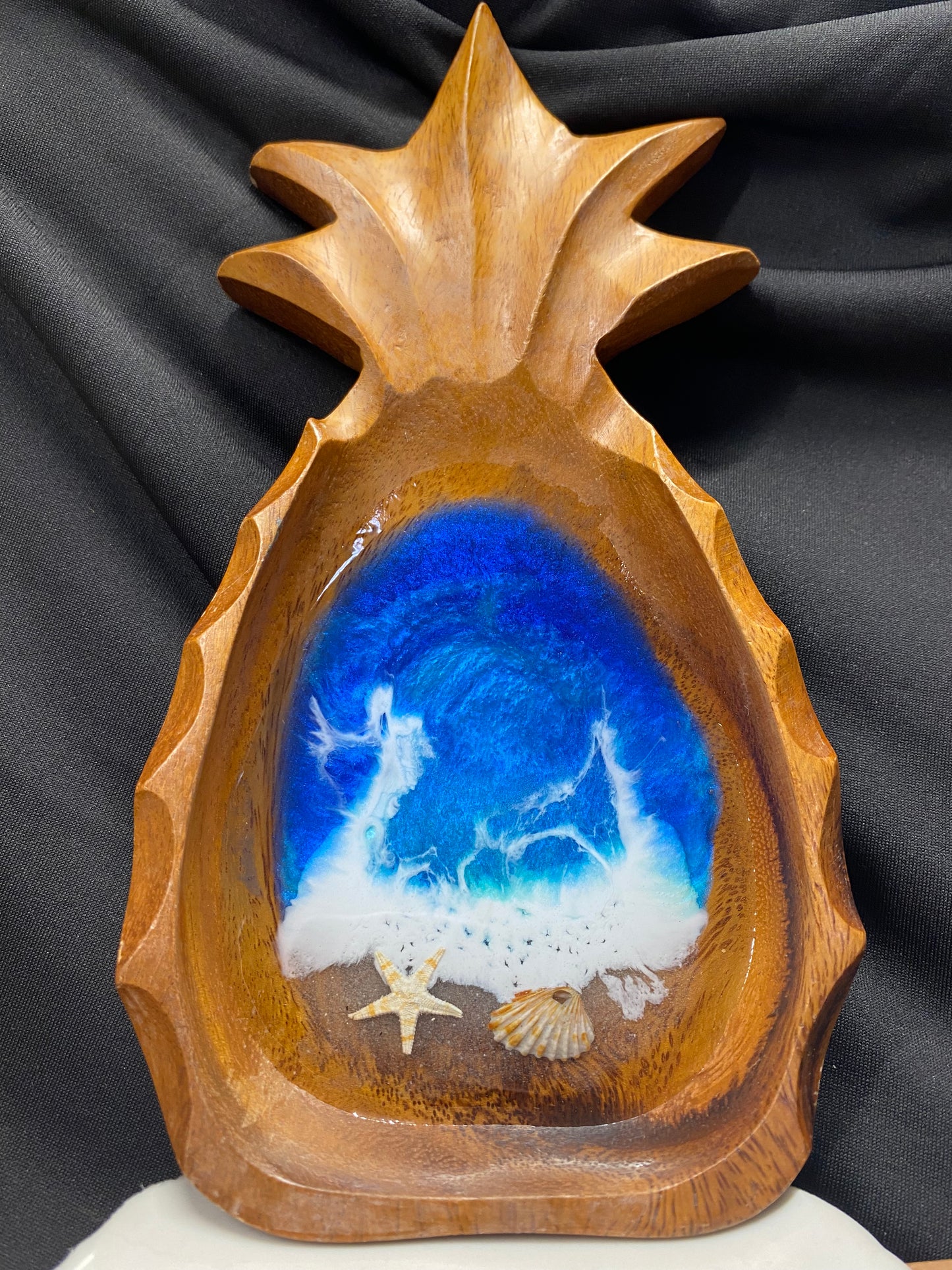 Wooden Pineapple Shaped Trinket Dish