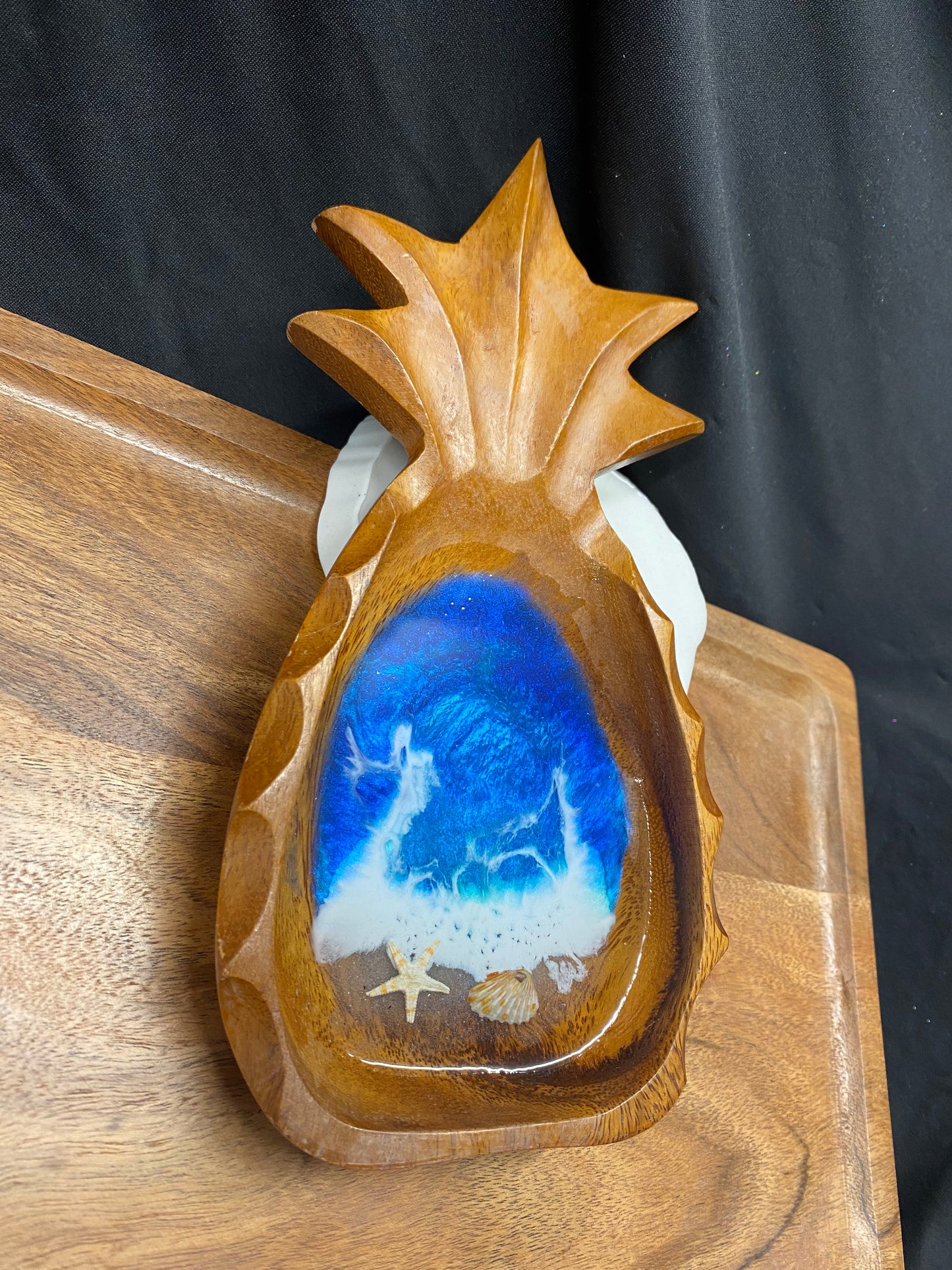 Wooden Pineapple Shaped Trinket Dish