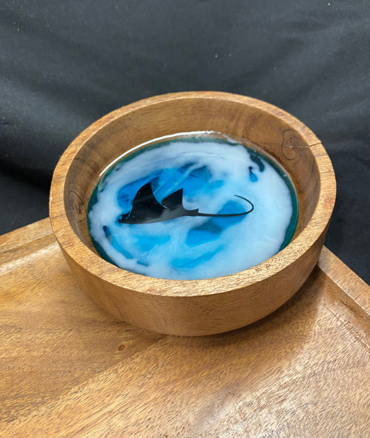 Ocean Stingray Wooden Trinket Bowl