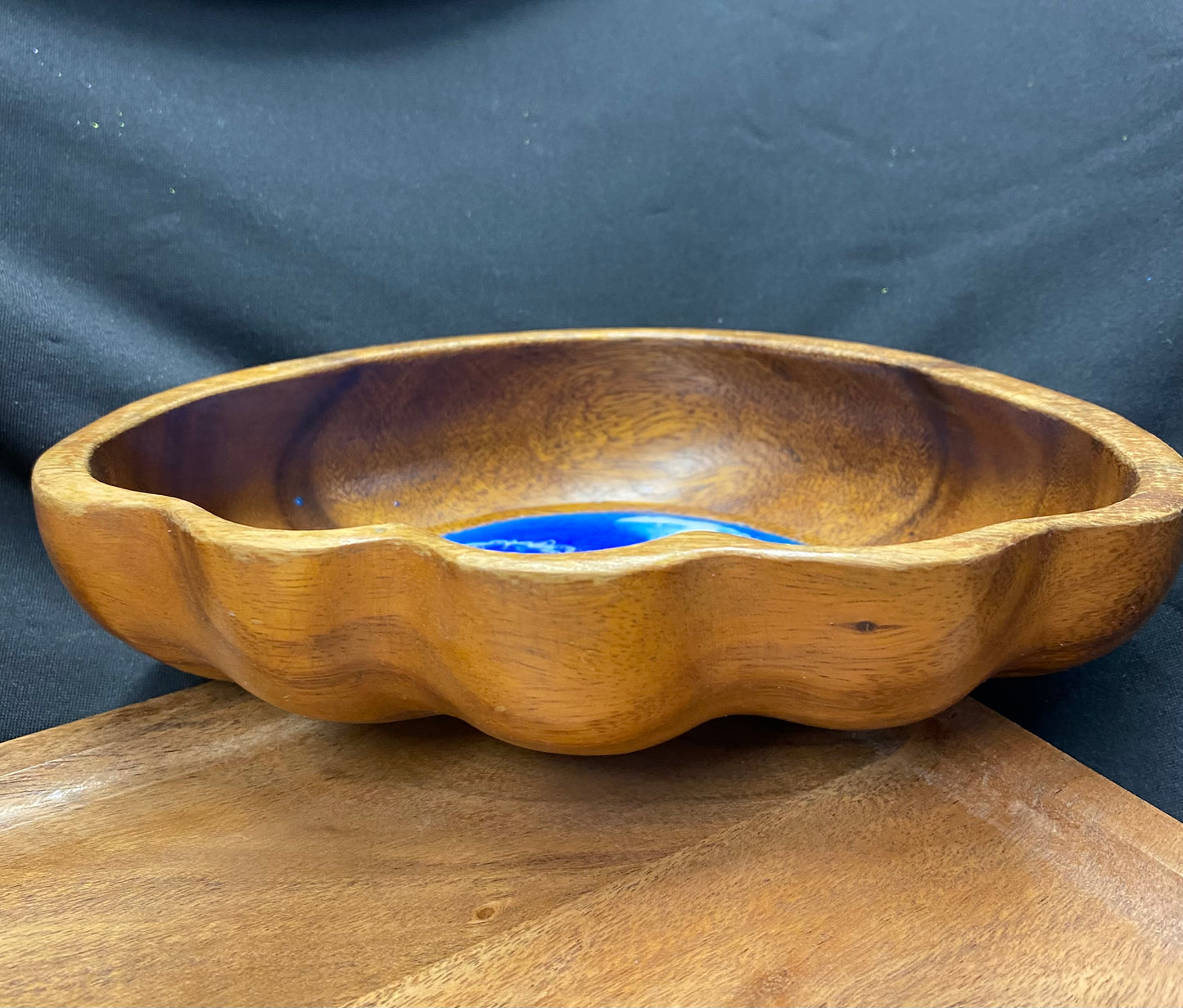 Ocean Wavy Edged Wooden Trinket Bowl