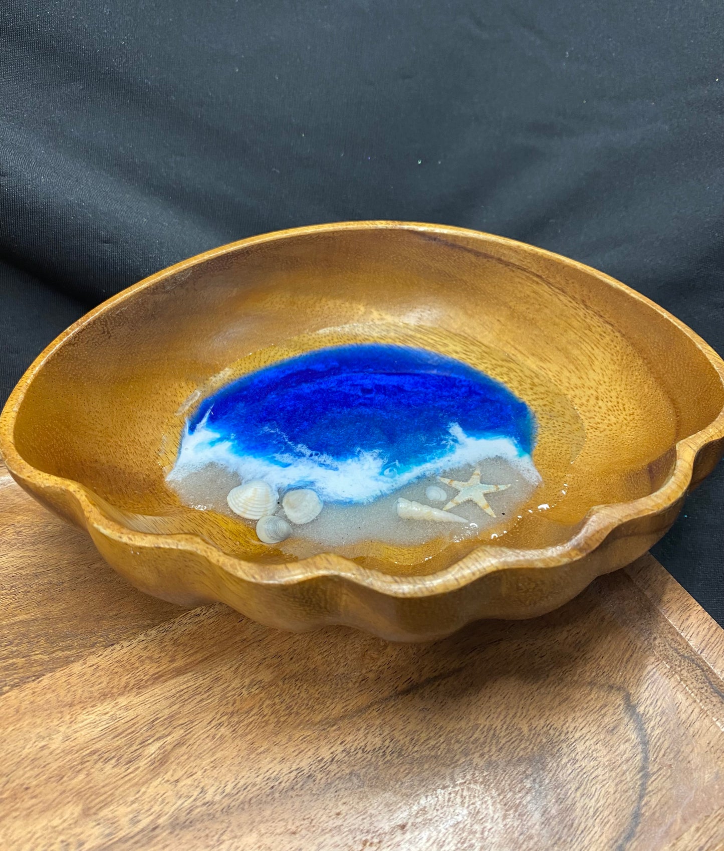 Wavy Edged Wooden Beachy Trinket Bowl