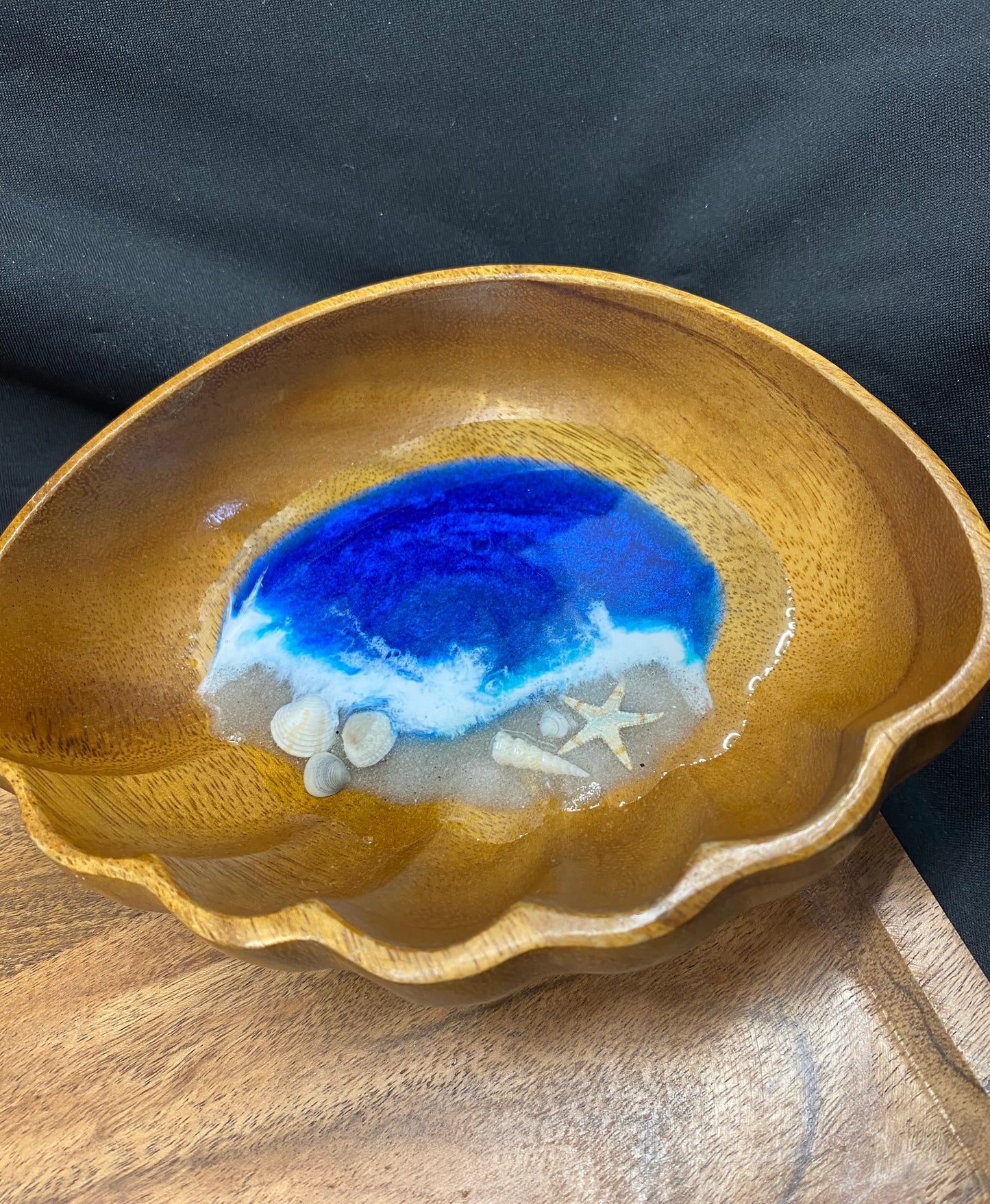 Wavy Edged Wooden Beachy Trinket Bowl