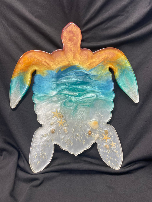 Sunset Inspired Resin Sea Turtle