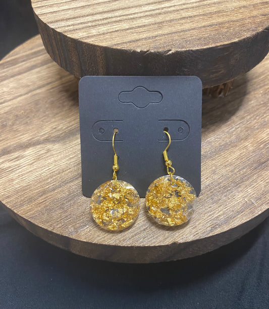 Gold Flake Round Earrings