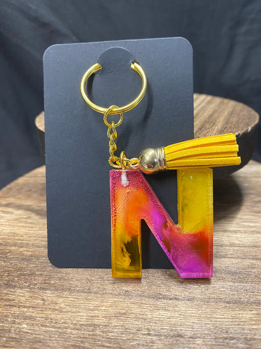 Letter N Petri Art Keychain