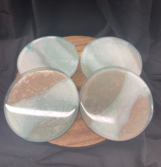 Clearly Green Resin Coaster Set